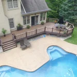 Aerial view of a custom Azek composite deck built by Get Decked